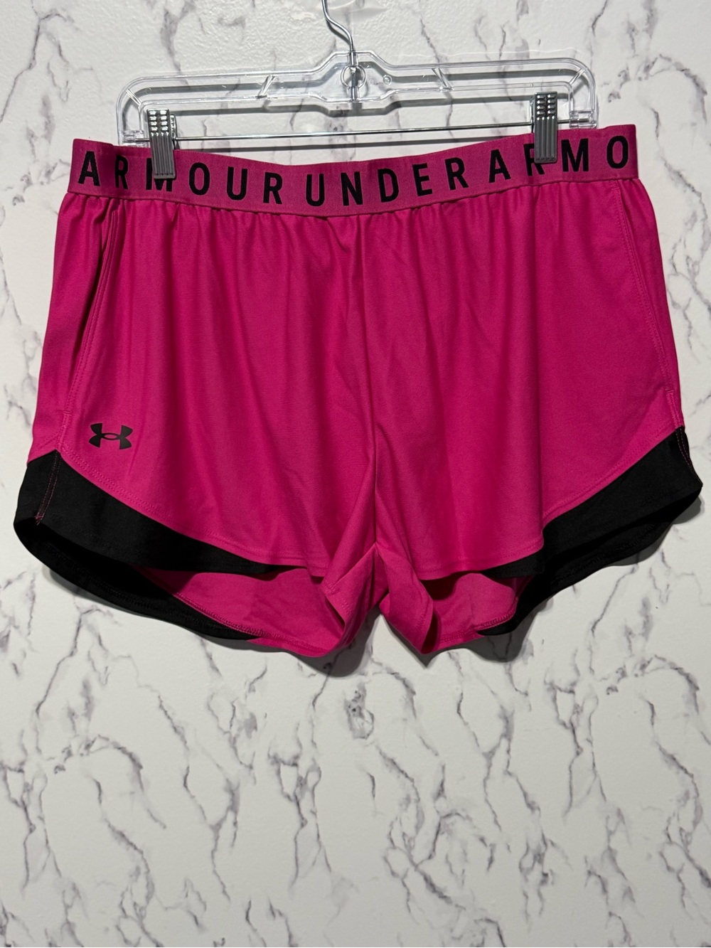 Under Armour Women’s Play Up 3.0 Shorts XL Astro Pink Black NWT